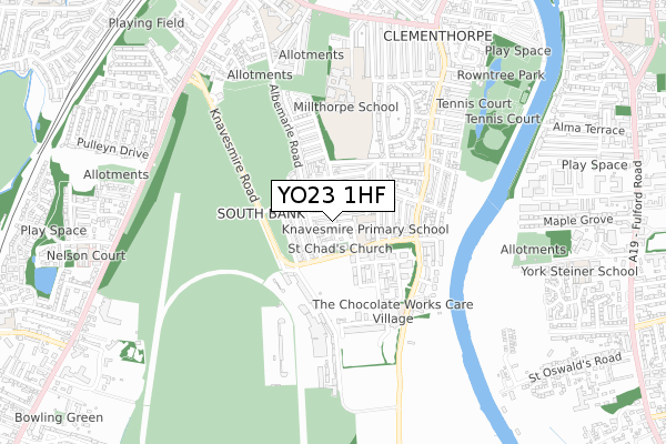 YO23 1HF map - small scale - OS Open Zoomstack (Ordnance Survey)