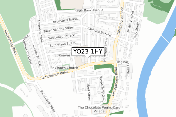 YO23 1HY map - large scale - OS Open Zoomstack (Ordnance Survey)