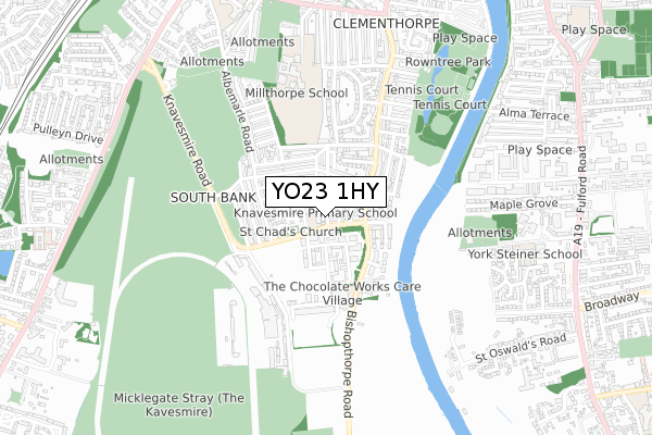 YO23 1HY map - small scale - OS Open Zoomstack (Ordnance Survey)