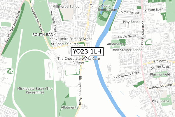 YO23 1LH map - small scale - OS Open Zoomstack (Ordnance Survey)