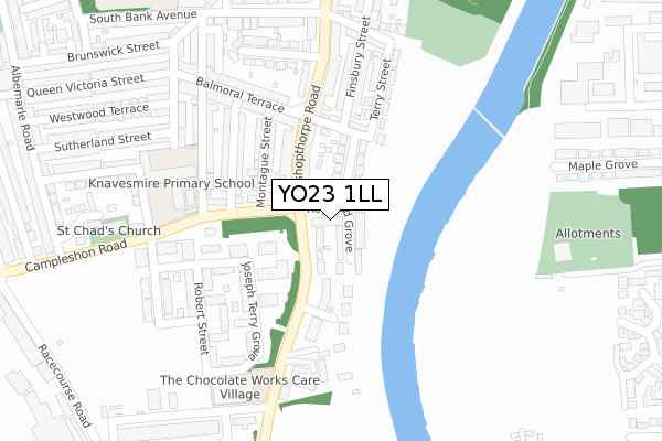 YO23 1LL map - large scale - OS Open Zoomstack (Ordnance Survey)