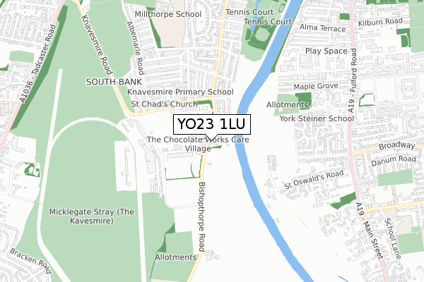 YO23 1LU map - small scale - OS Open Zoomstack (Ordnance Survey)