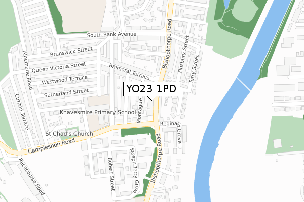YO23 1PD map - large scale - OS Open Zoomstack (Ordnance Survey)