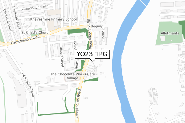 YO23 1PG map - large scale - OS Open Zoomstack (Ordnance Survey)