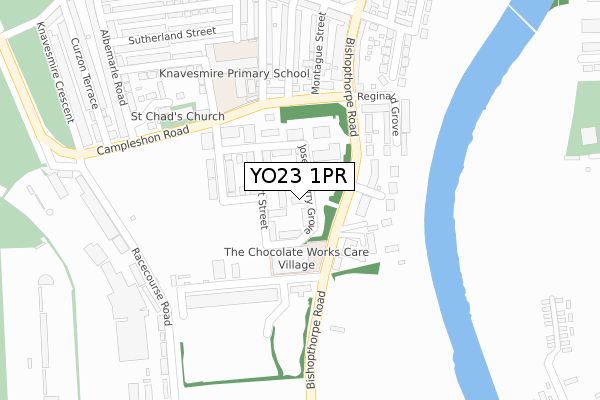 YO23 1PR map - large scale - OS Open Zoomstack (Ordnance Survey)