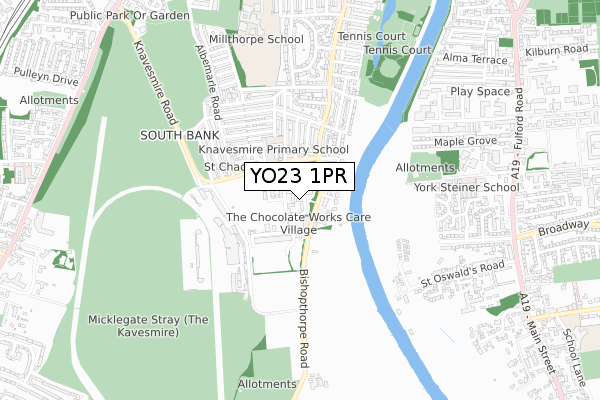 YO23 1PR map - small scale - OS Open Zoomstack (Ordnance Survey)