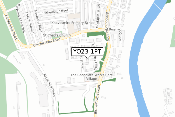 YO23 1PT map - large scale - OS Open Zoomstack (Ordnance Survey)