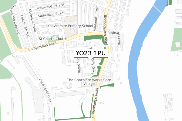 YO23 1PU map - large scale - OS Open Zoomstack (Ordnance Survey)
