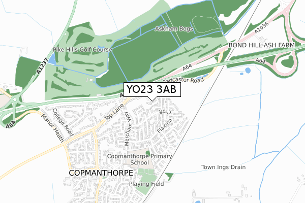 YO23 3AB map - small scale - OS Open Zoomstack (Ordnance Survey)