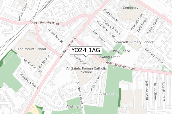 YO24 1AG map - large scale - OS Open Zoomstack (Ordnance Survey)