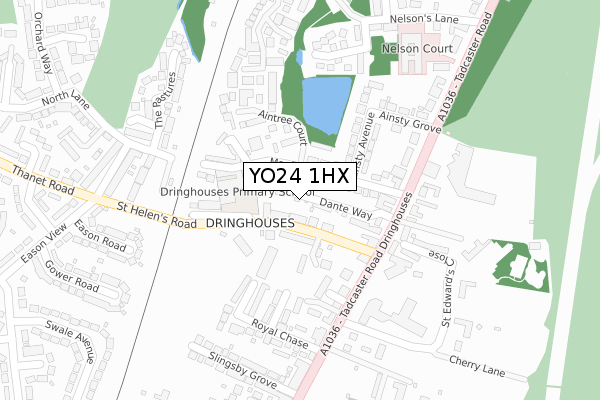 YO24 1HX map - large scale - OS Open Zoomstack (Ordnance Survey)