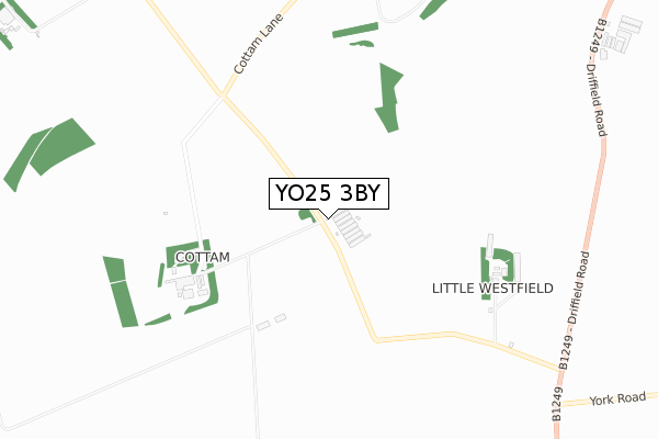 YO25 3BY map - small scale - OS Open Zoomstack (Ordnance Survey)