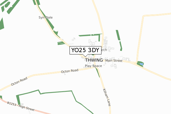 YO25 3DY map - small scale - OS Open Zoomstack (Ordnance Survey)