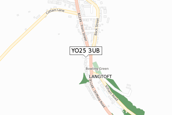 YO25 3UB map - large scale - OS Open Zoomstack (Ordnance Survey)