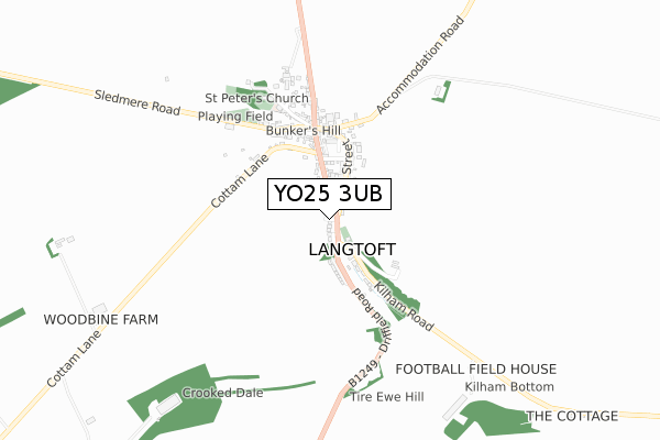 YO25 3UB map - small scale - OS Open Zoomstack (Ordnance Survey)