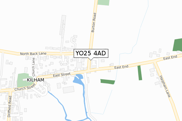 YO25 4AD map - large scale - OS Open Zoomstack (Ordnance Survey)