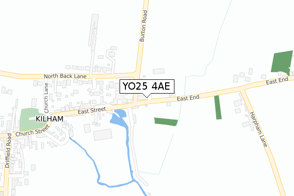 YO25 4AE map - large scale - OS Open Zoomstack (Ordnance Survey)