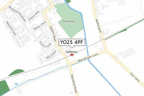 YO25 4PF map - large scale - OS Open Zoomstack (Ordnance Survey)