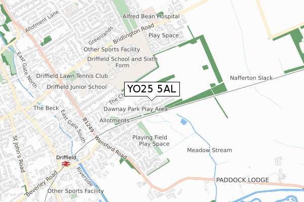 YO25 5AL map - small scale - OS Open Zoomstack (Ordnance Survey)