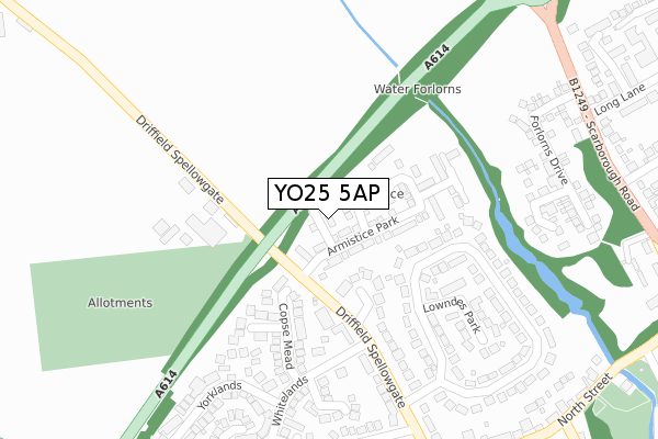 YO25 5AP map - large scale - OS Open Zoomstack (Ordnance Survey)