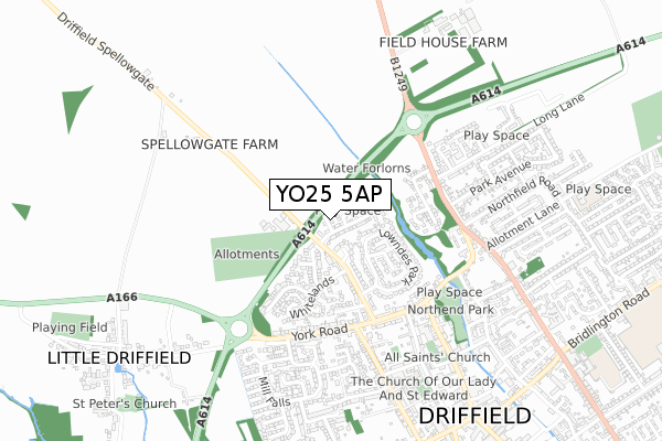 YO25 5AP map - small scale - OS Open Zoomstack (Ordnance Survey)