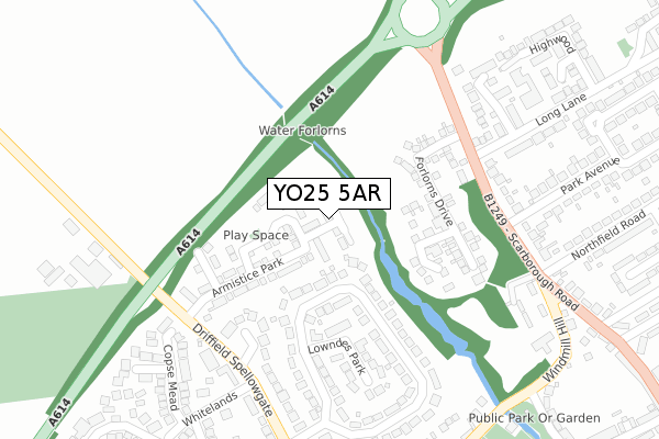 YO25 5AR map - large scale - OS Open Zoomstack (Ordnance Survey)