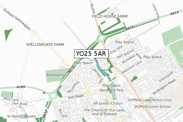 YO25 5AR map - small scale - OS Open Zoomstack (Ordnance Survey)