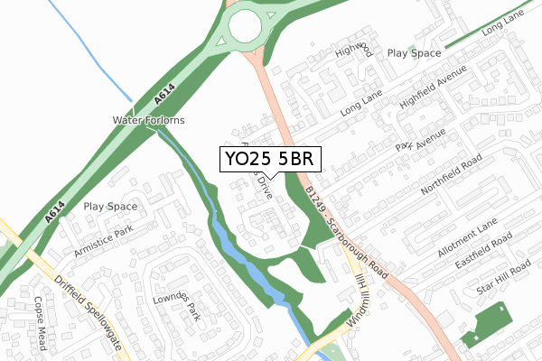 YO25 5BR map - large scale - OS Open Zoomstack (Ordnance Survey)