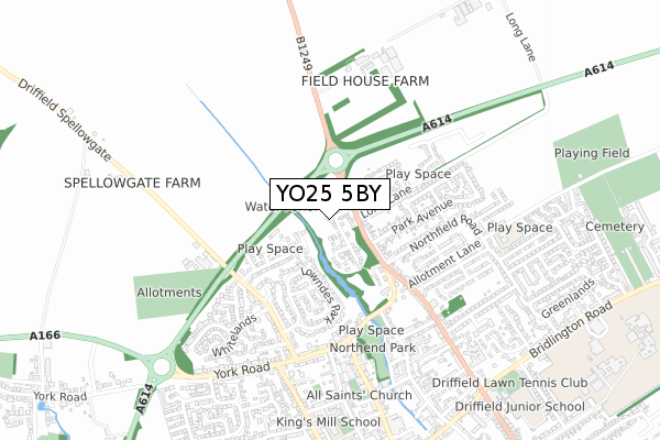 YO25 5BY map - small scale - OS Open Zoomstack (Ordnance Survey)