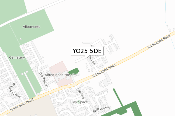 YO25 5DE map - large scale - OS Open Zoomstack (Ordnance Survey)