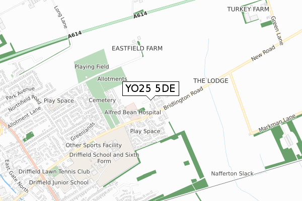 YO25 5DE map - small scale - OS Open Zoomstack (Ordnance Survey)