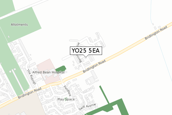YO25 5EA map - large scale - OS Open Zoomstack (Ordnance Survey)