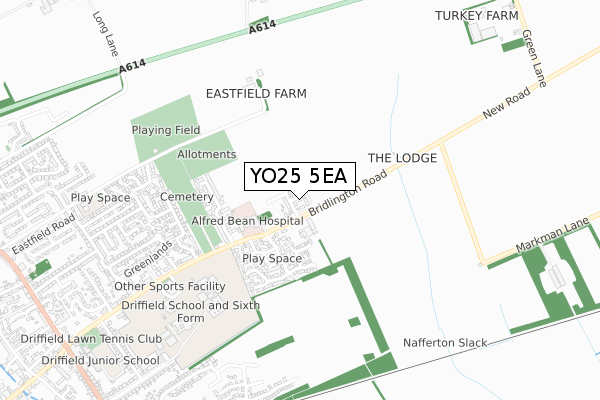YO25 5EA map - small scale - OS Open Zoomstack (Ordnance Survey)
