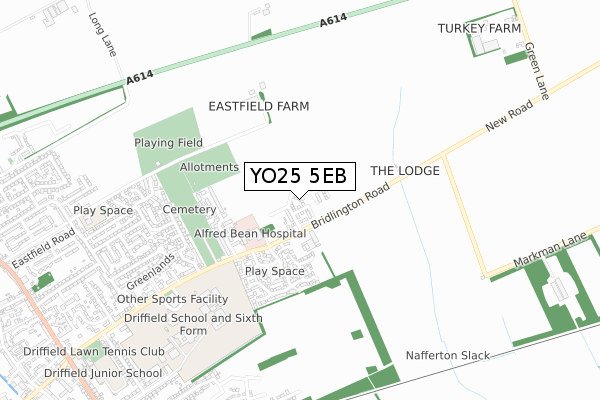 YO25 5EB map - small scale - OS Open Zoomstack (Ordnance Survey)