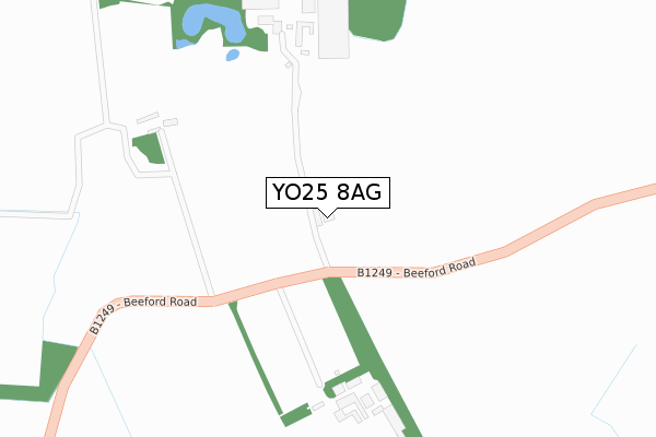 YO25 8AG map - large scale - OS Open Zoomstack (Ordnance Survey)
