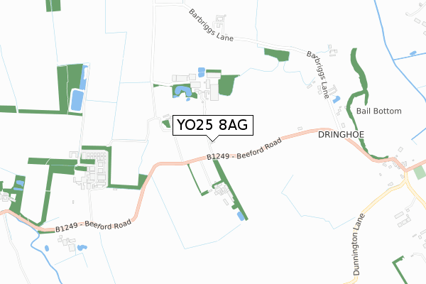 YO25 8AG map - small scale - OS Open Zoomstack (Ordnance Survey)