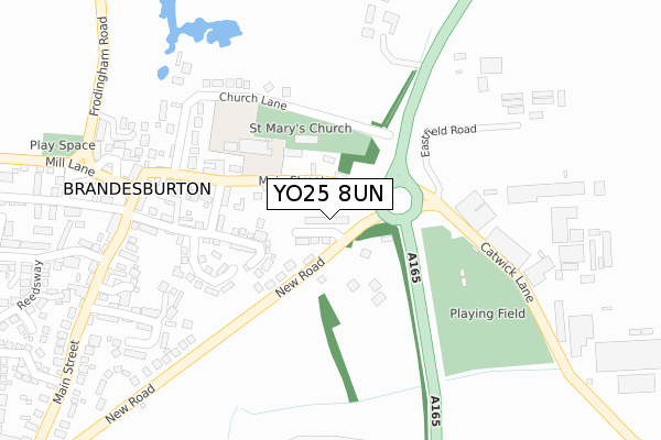 YO25 8UN map - large scale - OS Open Zoomstack (Ordnance Survey)