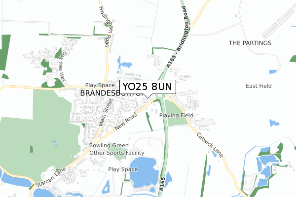 YO25 8UN map - small scale - OS Open Zoomstack (Ordnance Survey)