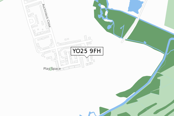 YO25 9FH map - large scale - OS Open Zoomstack (Ordnance Survey)