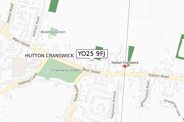 YO25 9FJ map - large scale - OS Open Zoomstack (Ordnance Survey)