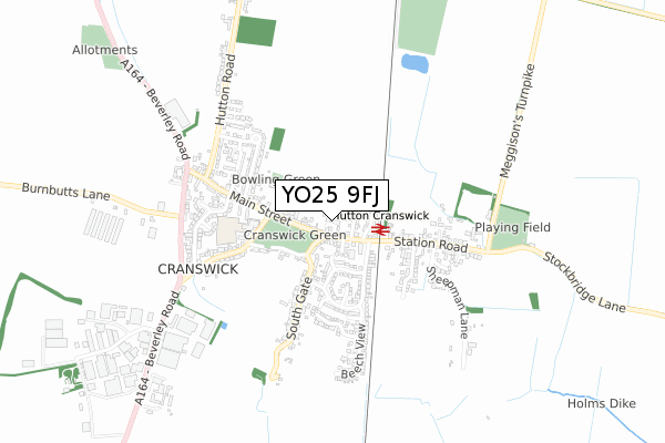 YO25 9FJ map - small scale - OS Open Zoomstack (Ordnance Survey)