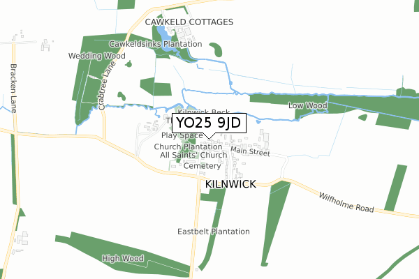 YO25 9JD map - small scale - OS Open Zoomstack (Ordnance Survey)