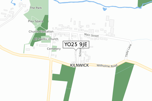 YO25 9JE map - large scale - OS Open Zoomstack (Ordnance Survey)