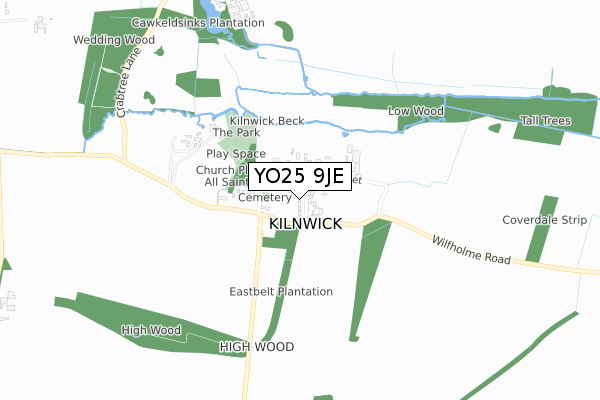 YO25 9JE map - small scale - OS Open Zoomstack (Ordnance Survey)