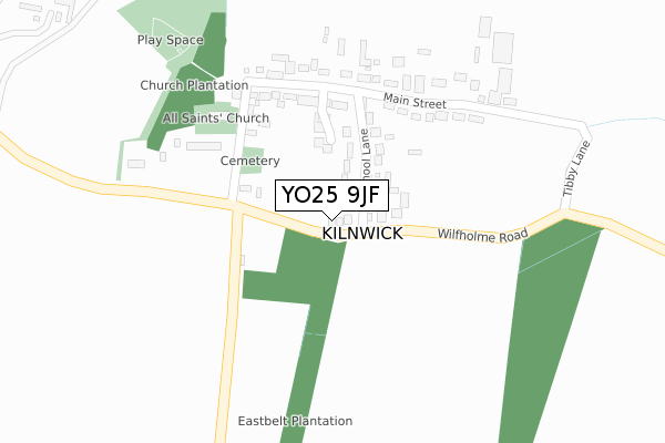 YO25 9JF map - large scale - OS Open Zoomstack (Ordnance Survey)