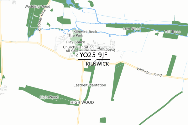 YO25 9JF map - small scale - OS Open Zoomstack (Ordnance Survey)