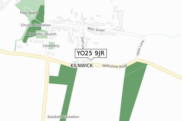 YO25 9JR map - large scale - OS Open Zoomstack (Ordnance Survey)