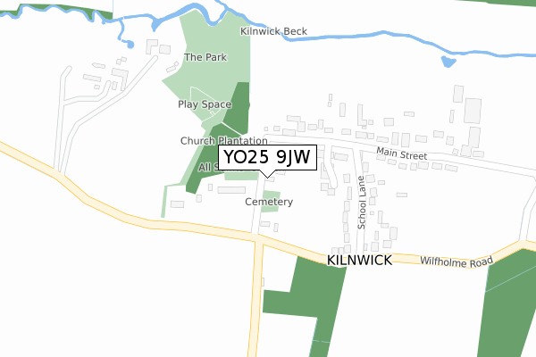 YO25 9JW map - large scale - OS Open Zoomstack (Ordnance Survey)