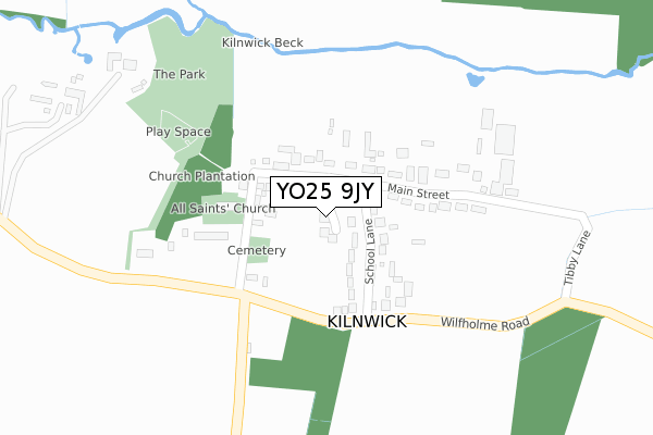 YO25 9JY map - large scale - OS Open Zoomstack (Ordnance Survey)