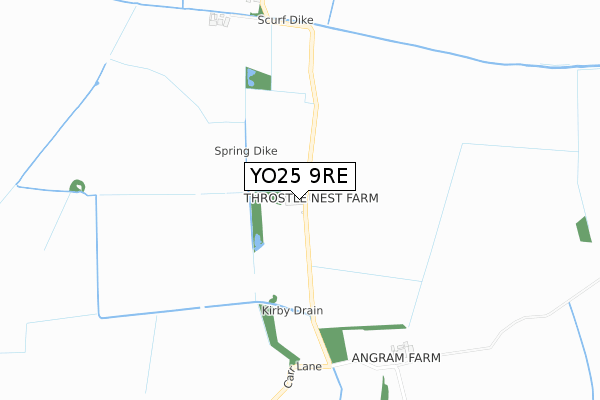 YO25 9RE map - small scale - OS Open Zoomstack (Ordnance Survey)